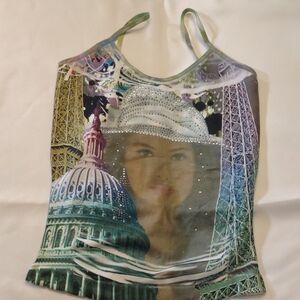 NWT Connection 18 Multicolor Graphic Artistic Beaded Camisole - Size XS/S